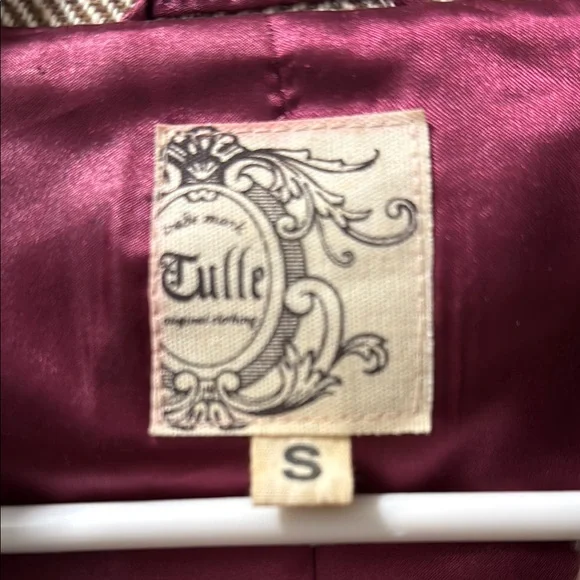 Tulle Brown Blazer with Structured Collar Size S - Picture 2 of 6